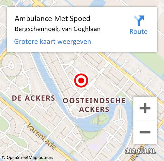 Locatie op kaart van de 112 melding: Ambulance Met Spoed Naar Bergschenhoek, van Goghlaan op 18 oktober 2021 21:11