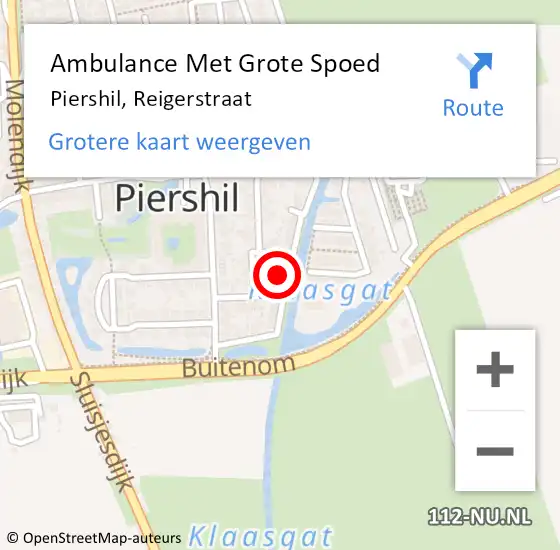 Locatie op kaart van de 112 melding: Ambulance Met Grote Spoed Naar Piershil, Reigerstraat op 18 oktober 2021 21:15