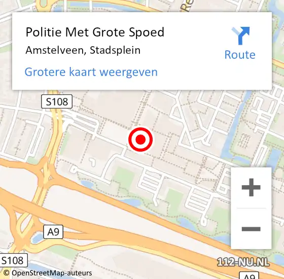 Locatie op kaart van de 112 melding: Politie Met Grote Spoed Naar Amstelveen, Stadsplein op 18 oktober 2021 21:47