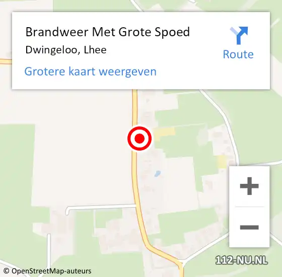 Locatie op kaart van de 112 melding: Brandweer Met Grote Spoed Naar Dwingeloo, Lhee op 18 oktober 2021 22:58