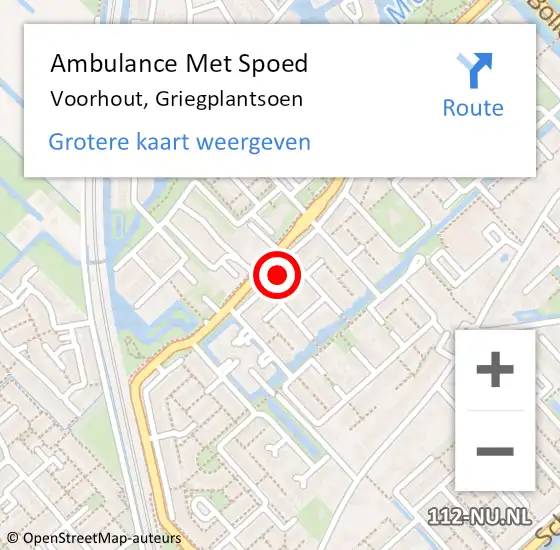 Locatie op kaart van de 112 melding: Ambulance Met Spoed Naar Voorhout, Griegplantsoen op 18 oktober 2021 23:40