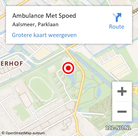 Locatie op kaart van de 112 melding: Ambulance Met Spoed Naar Aalsmeer, Parklaan op 19 oktober 2021 00:34