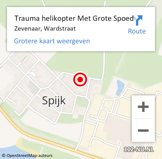 Locatie op kaart van de 112 melding: Trauma helikopter Met Grote Spoed Naar Zevenaar, Wardstraat op 19 oktober 2021 01:15