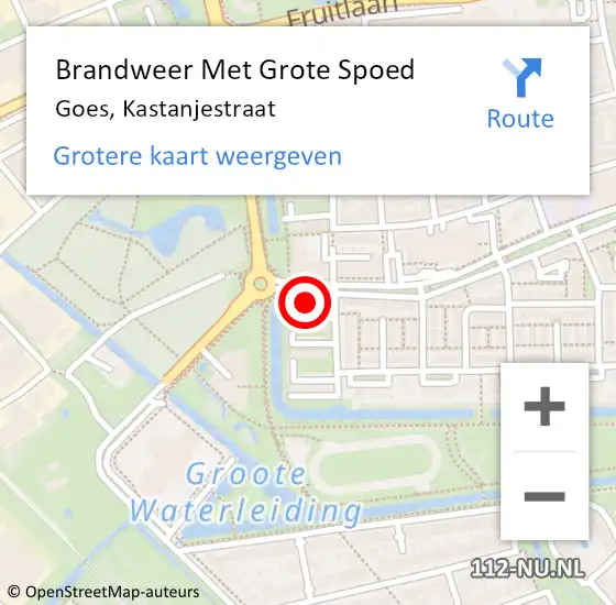 Locatie op kaart van de 112 melding: Brandweer Met Grote Spoed Naar Goes, Kastanjestraat op 19 oktober 2021 02:09