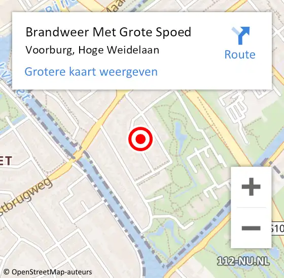 Locatie op kaart van de 112 melding: Brandweer Met Grote Spoed Naar Voorburg, Hoge Weidelaan op 19 oktober 2021 03:22