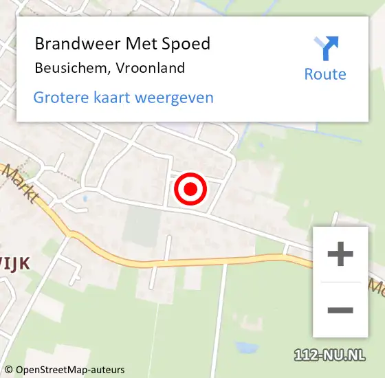 Locatie op kaart van de 112 melding: Brandweer Met Spoed Naar Beusichem, Vroonland op 19 oktober 2021 03:37