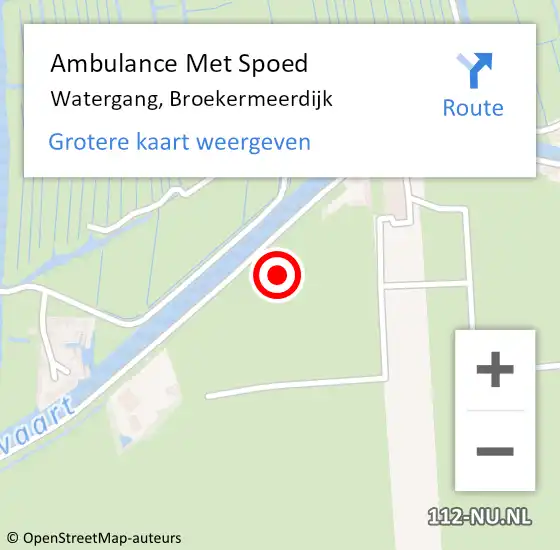 Locatie op kaart van de 112 melding: Ambulance Met Spoed Naar Watergang, Broekermeerdijk op 19 oktober 2021 03:54