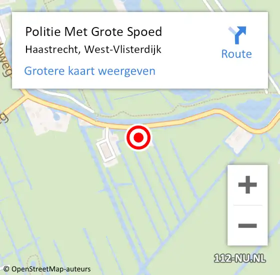 Locatie op kaart van de 112 melding: Politie Met Grote Spoed Naar Haastrecht, West-Vlisterdijk op 19 oktober 2021 04:59
