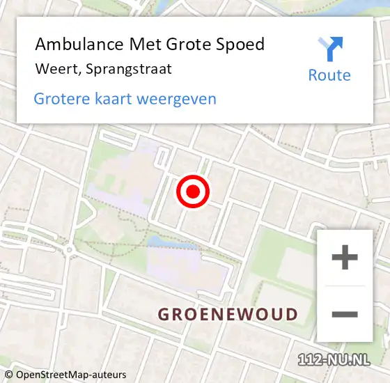 Locatie op kaart van de 112 melding: Ambulance Met Grote Spoed Naar Weert, Sprangstraat op 19 oktober 2021 05:21