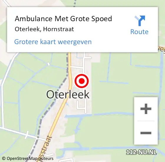 Locatie op kaart van de 112 melding: Ambulance Met Grote Spoed Naar Oterleek, Hornstraat op 19 oktober 2021 06:13