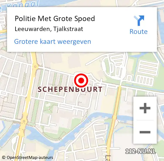 Locatie op kaart van de 112 melding: Politie Met Grote Spoed Naar Leeuwarden, Tjalkstraat op 19 oktober 2021 06:41