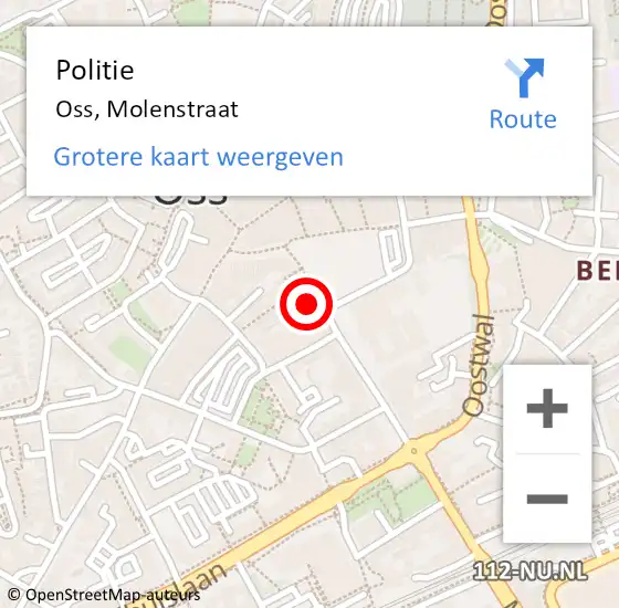 Locatie op kaart van de 112 melding: Politie Oss, Molenstraat op 19 oktober 2021 07:40
