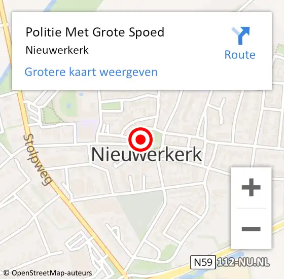 Locatie op kaart van de 112 melding: Politie Met Grote Spoed Naar Nieuwerkerk op 19 oktober 2021 07:42