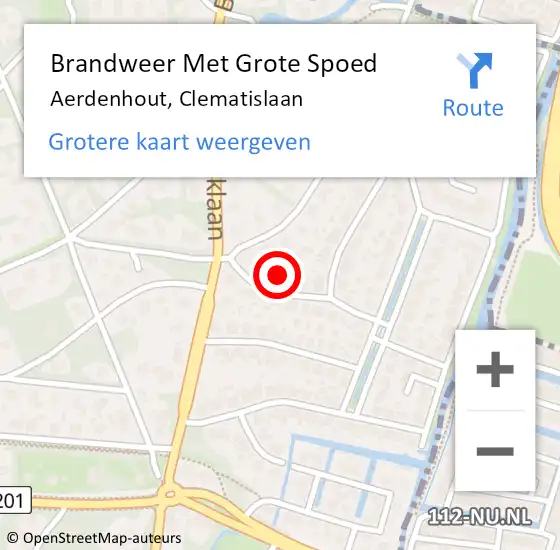 Locatie op kaart van de 112 melding: Brandweer Met Grote Spoed Naar Aerdenhout, Clematislaan op 19 oktober 2021 07:44