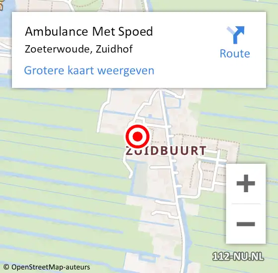 Locatie op kaart van de 112 melding: Ambulance Met Spoed Naar Zoeterwoude, Zuidhof op 19 oktober 2021 07:46