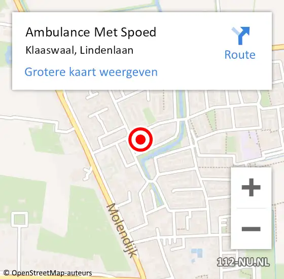 Locatie op kaart van de 112 melding: Ambulance Met Spoed Naar Klaaswaal, Lindenlaan op 19 oktober 2021 07:48