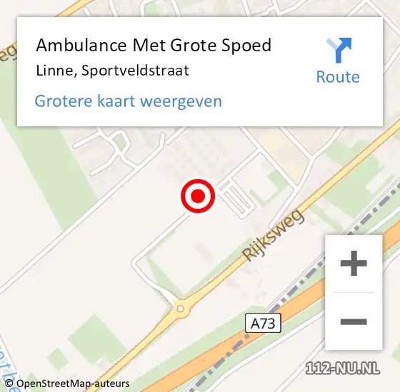 Locatie op kaart van de 112 melding: Ambulance Met Grote Spoed Naar Linne, Sportveldstraat op 19 oktober 2021 07:48