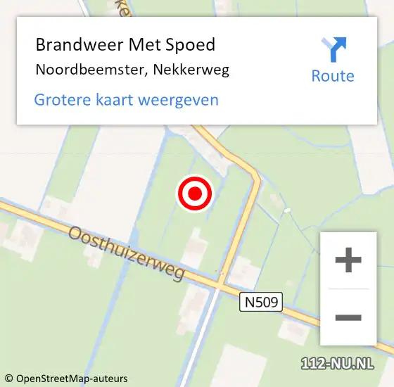 Locatie op kaart van de 112 melding: Brandweer Met Spoed Naar Noordbeemster, Nekkerweg op 19 oktober 2021 07:50