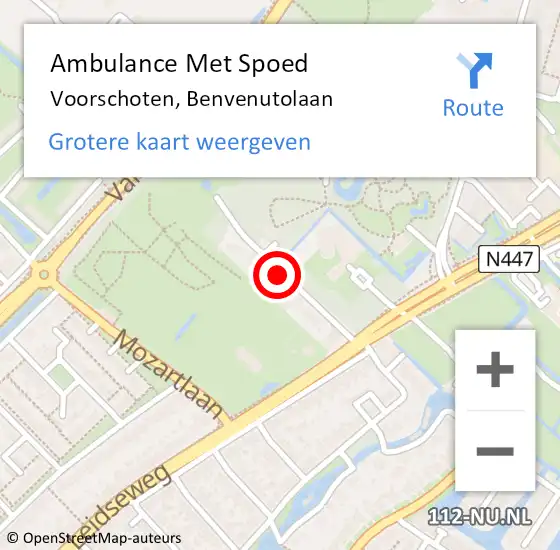 Locatie op kaart van de 112 melding: Ambulance Met Spoed Naar Voorschoten, Benvenutolaan op 19 oktober 2021 08:05