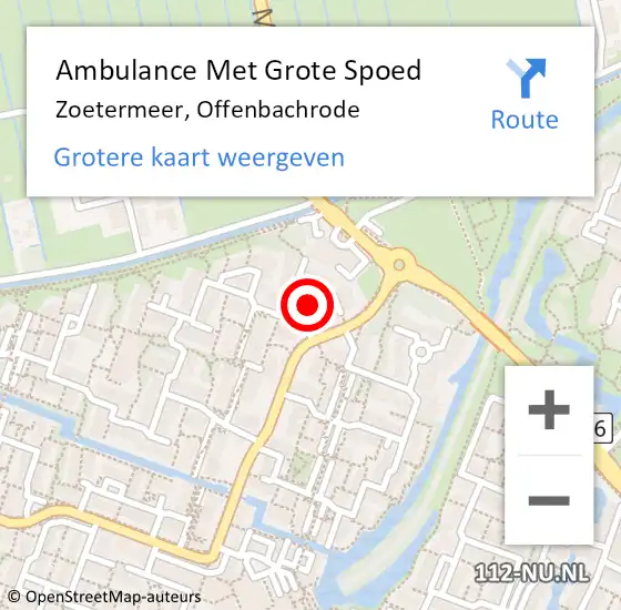 Locatie op kaart van de 112 melding: Ambulance Met Grote Spoed Naar Zoetermeer, Offenbachrode op 19 oktober 2021 08:21