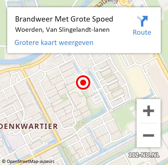 Locatie op kaart van de 112 melding: Brandweer Met Grote Spoed Naar Woerden, Van Slingelandt-lanen op 19 oktober 2021 08:56