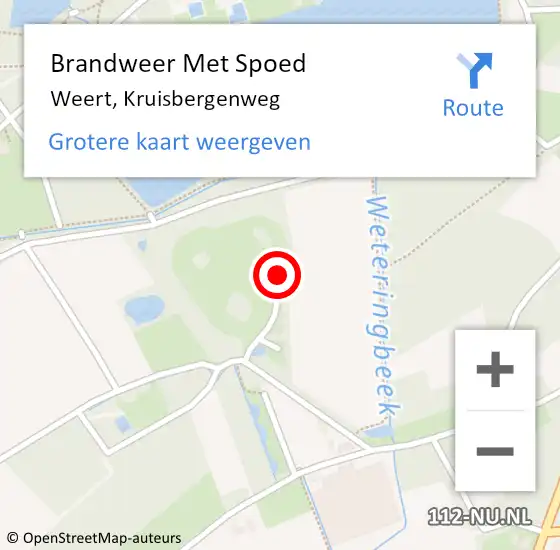 Locatie op kaart van de 112 melding: Brandweer Met Spoed Naar Weert, Kruisbergenweg op 19 oktober 2021 09:01