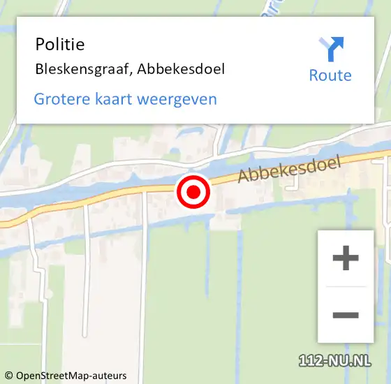 Locatie op kaart van de 112 melding: Politie Bleskensgraaf, Abbekesdoel op 19 oktober 2021 09:37