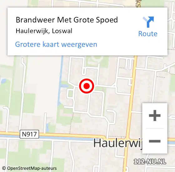 Locatie op kaart van de 112 melding: Brandweer Met Grote Spoed Naar Haulerwijk, Loswal op 19 oktober 2021 10:14