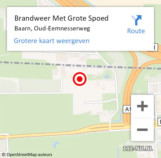 Locatie op kaart van de 112 melding: Brandweer Met Grote Spoed Naar Baarn, Oud-Eemnesserweg op 19 oktober 2021 10:20