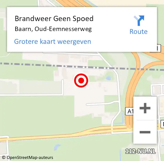 Locatie op kaart van de 112 melding: Brandweer Geen Spoed Naar Baarn, Oud-Eemnesserweg op 19 oktober 2021 10:21