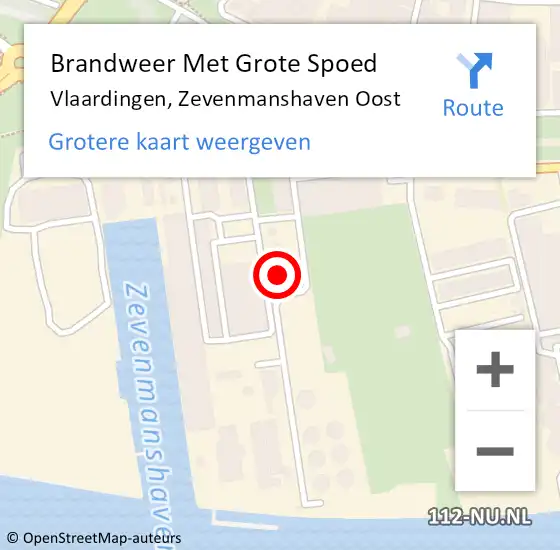 Locatie op kaart van de 112 melding: Brandweer Met Grote Spoed Naar Vlaardingen, Zevenmanshaven Oost op 19 oktober 2021 10:23