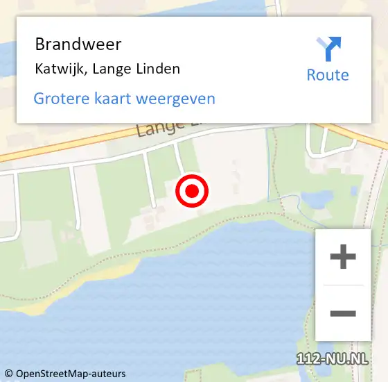 Locatie op kaart van de 112 melding: Brandweer Katwijk, Lange Linden op 19 oktober 2021 10:28