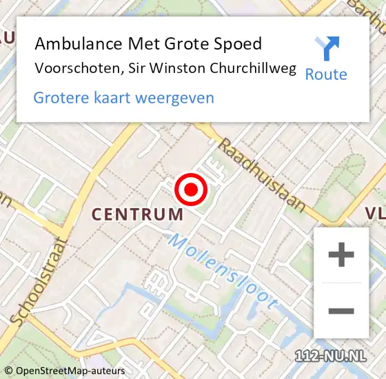 Locatie op kaart van de 112 melding: Ambulance Met Grote Spoed Naar Voorschoten, Sir Winston Churchillweg op 19 oktober 2021 10:41