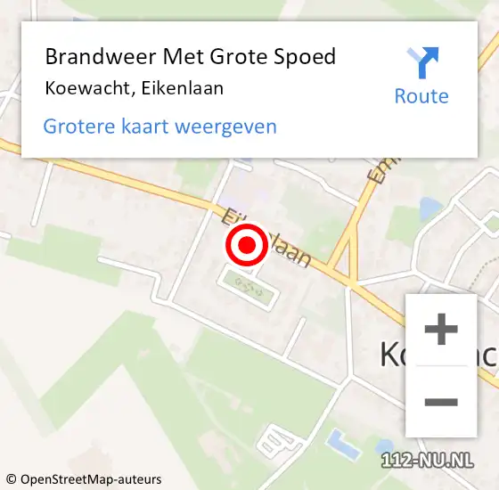 Locatie op kaart van de 112 melding: Brandweer Met Grote Spoed Naar Koewacht, Eikenlaan op 19 oktober 2021 10:43