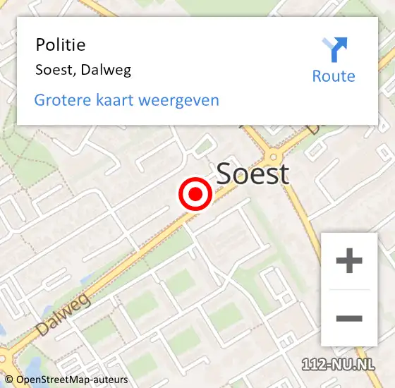 Locatie op kaart van de 112 melding: Politie Soest, Dalweg op 19 oktober 2021 11:13