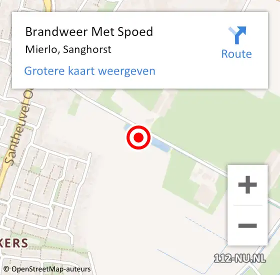 Locatie op kaart van de 112 melding: Brandweer Met Spoed Naar Mierlo, Sanghorst op 19 oktober 2021 11:18