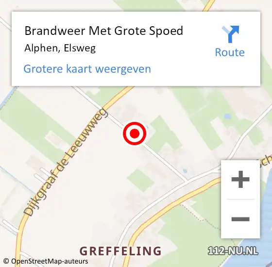 Locatie op kaart van de 112 melding: Brandweer Met Grote Spoed Naar Alphen, Elsweg op 19 oktober 2021 11:33