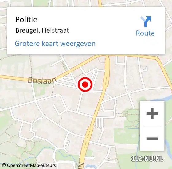 Locatie op kaart van de 112 melding: Politie Breugel, Heistraat op 19 oktober 2021 11:35