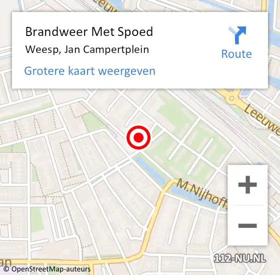 Locatie op kaart van de 112 melding: Brandweer Met Spoed Naar Weesp, Jan Campertplein op 19 oktober 2021 12:04