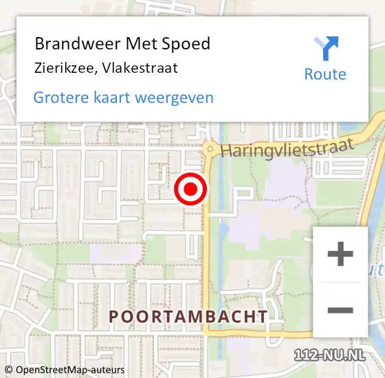 Locatie op kaart van de 112 melding: Brandweer Met Spoed Naar Zierikzee, Vlakestraat op 19 oktober 2021 12:13