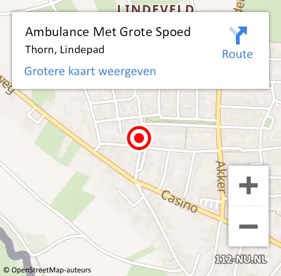 Locatie op kaart van de 112 melding: Ambulance Met Grote Spoed Naar Thorn, Lindepad op 19 oktober 2021 12:17