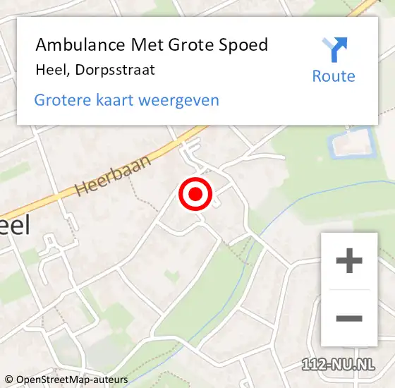 Locatie op kaart van de 112 melding: Ambulance Met Grote Spoed Naar Heel, Dorpsstraat op 19 oktober 2021 12:23