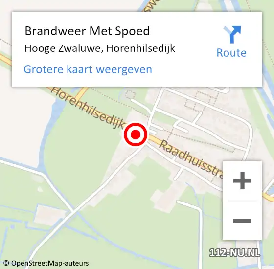 Locatie op kaart van de 112 melding: Brandweer Met Spoed Naar Hooge Zwaluwe, Horenhilsedijk op 19 oktober 2021 13:04