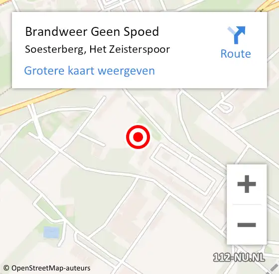 Locatie op kaart van de 112 melding: Brandweer Geen Spoed Naar Soesterberg, Het Zeisterspoor op 19 oktober 2021 13:20