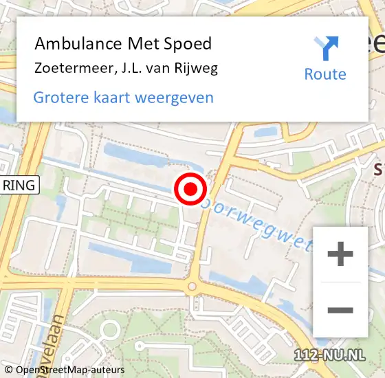 Locatie op kaart van de 112 melding: Ambulance Met Spoed Naar Zoetermeer, J.L. van Rijweg op 19 oktober 2021 13:45