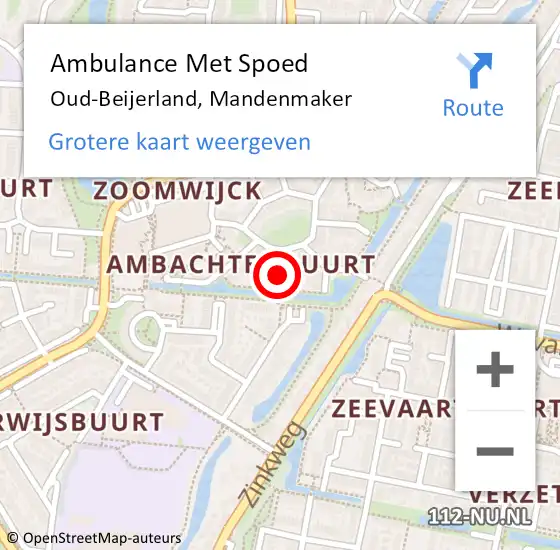 Locatie op kaart van de 112 melding: Ambulance Met Spoed Naar Oud-Beijerland, Mandenmaker op 19 oktober 2021 13:57