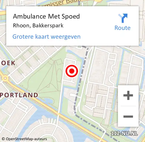 Locatie op kaart van de 112 melding: Ambulance Met Spoed Naar Rhoon, Bakkerspark op 19 oktober 2021 14:02