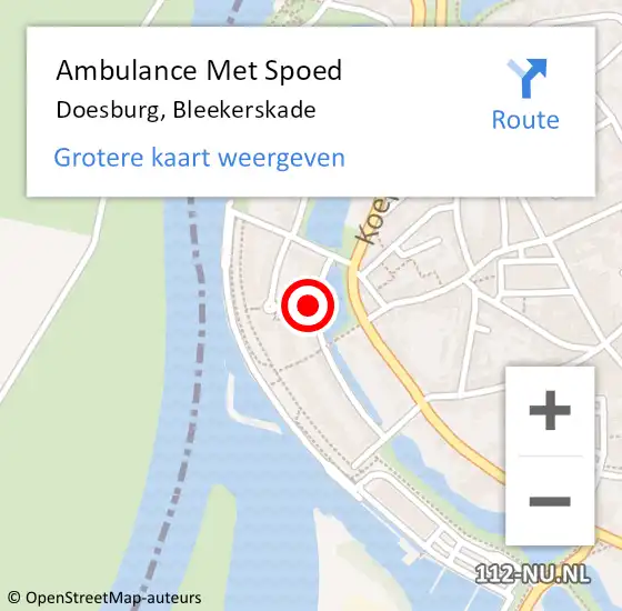 Locatie op kaart van de 112 melding: Ambulance Met Spoed Naar Doesburg, Bleekerskade op 19 oktober 2021 14:09