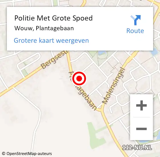 Locatie op kaart van de 112 melding: Politie Met Grote Spoed Naar Wouw, Plantagebaan op 19 oktober 2021 14:15