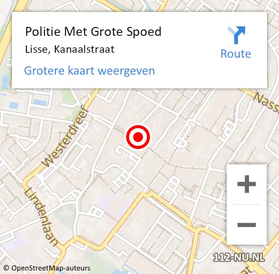 Locatie op kaart van de 112 melding: Politie Met Grote Spoed Naar Lisse, Kanaalstraat op 19 oktober 2021 15:09